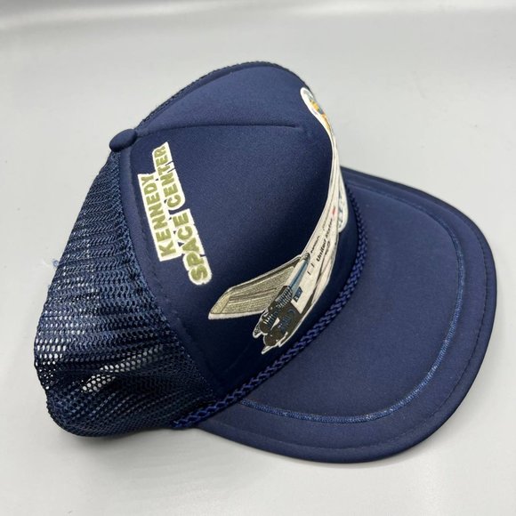 Kennedy Space Center NASA Trucker Hat USA Snap back Cap Navy Blue Men - Picture 3 of 8